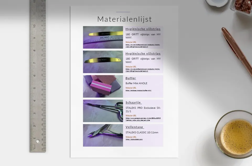 Bonus materialenlijst